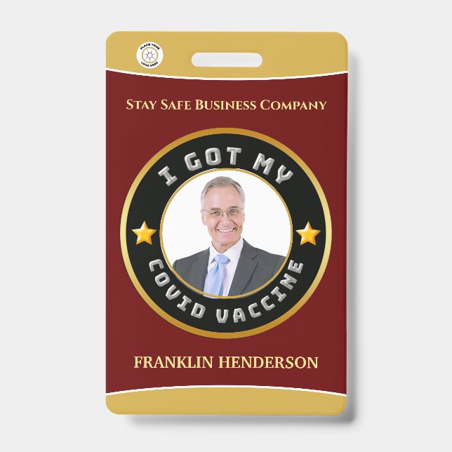 Badge personnalisé avec photo de l'employé et logo (Avant)