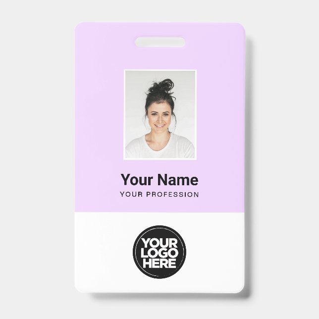 Badge personnalisé avec photo d'employé, code-barr (Avant)