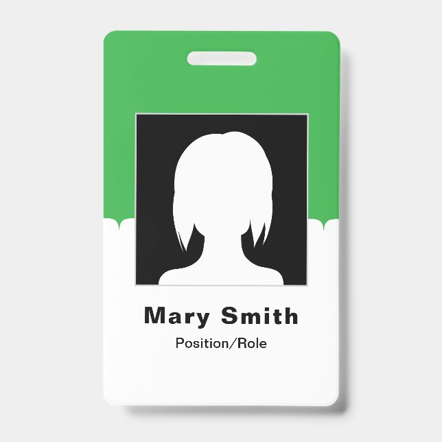 Badge personnalisé avec photo d'employé, code QR,  (Avant)