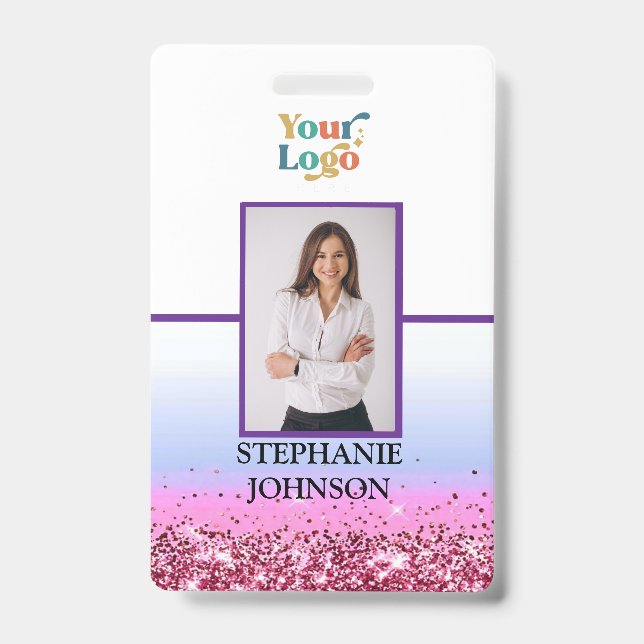 Badge personnalisé avec photo et logo de l'employé (Avant)