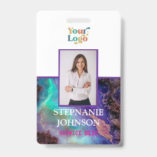 Badge personnalisé avec photo et logo de l'employé