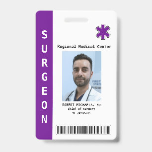 Badge personnalisé avec photo, nom, code-barres et