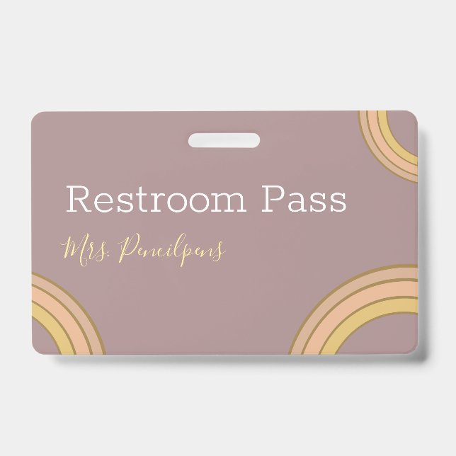 Badge personnalisé Boho Rainbow Hall Pass (Front)