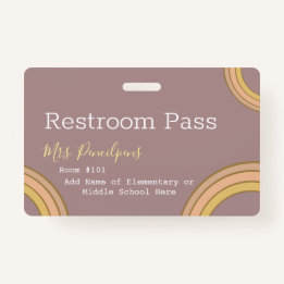 Badge personnalisé Boho Rainbow Hall Pass