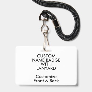 Badge personnalisé de 3,38" avec cordon vierge