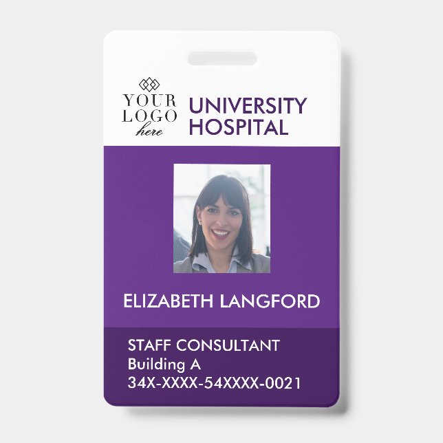 Badge personnalisé de l'employé| Photo, logo et co (Face)