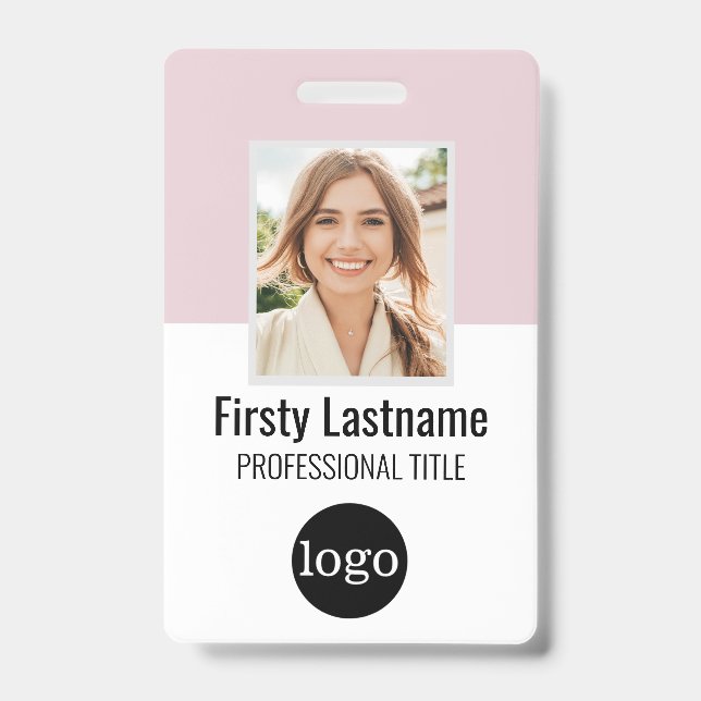 Badge personnalisé d'employé - Photo, code-barres, (Avant)