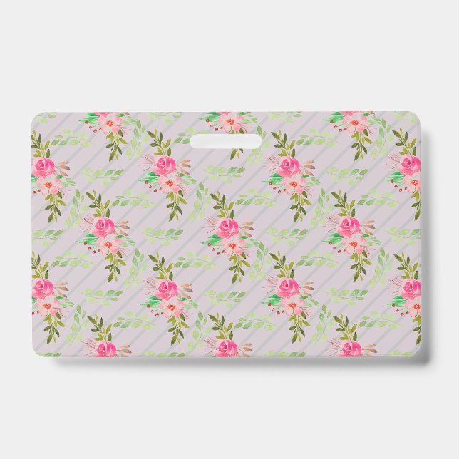 Badge Personnalisé Fleurs et Feuilles (Avant)