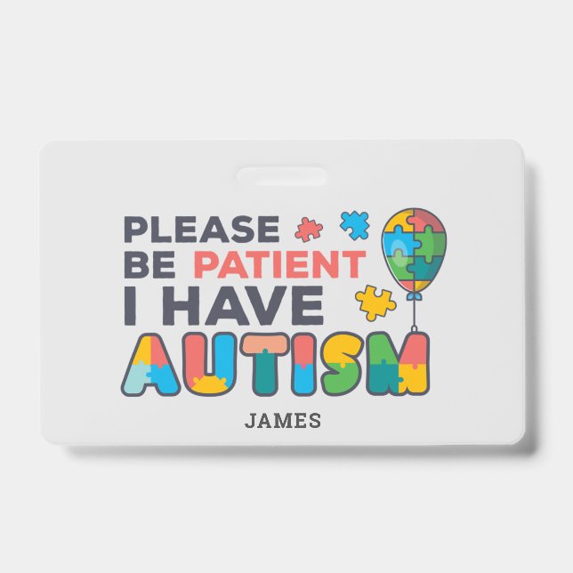 Badge Personnalisé j'ai l'ID d'autisme (Avant)