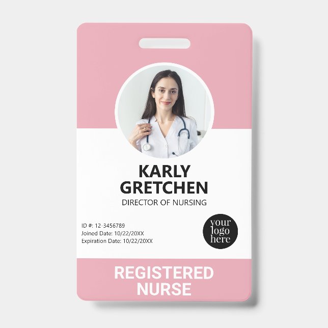 Badge Personnalisé Moderne Employé de l'hôpital Photo ID (Avant)