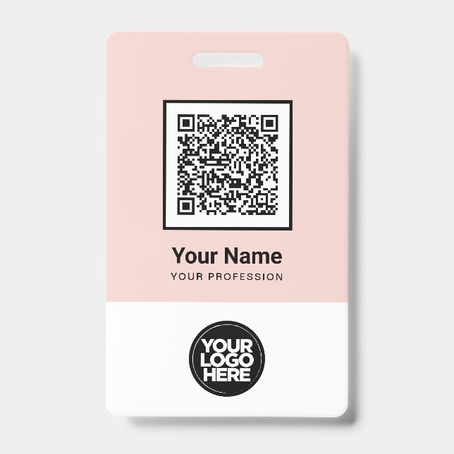 Badge personnalisé pour employés avec code QR, cod (Avant)