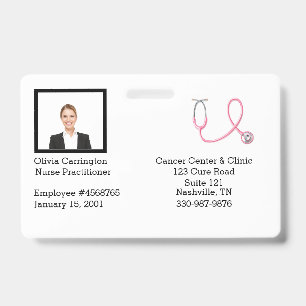 Badge personnalisé pour employés avec photo, code-