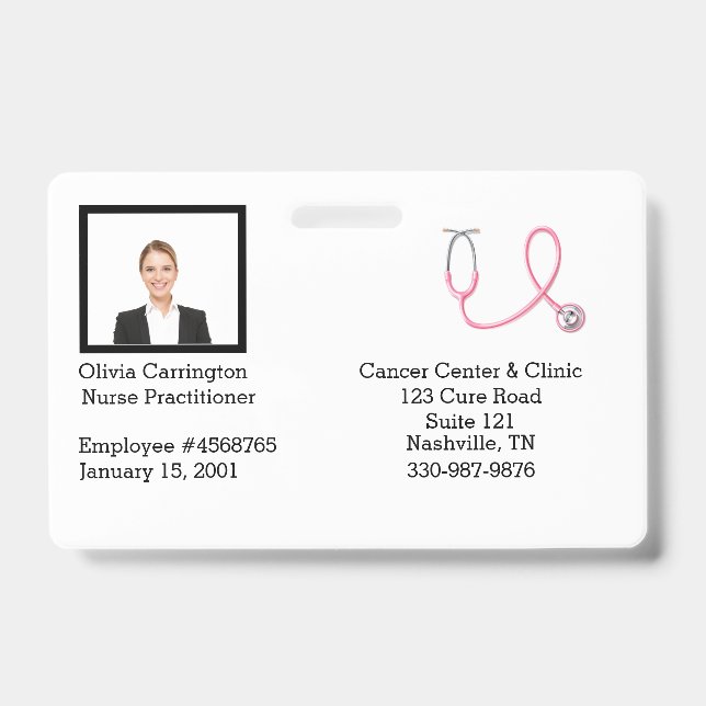 Badge personnalisé pour employés avec photo, code- (Avant)