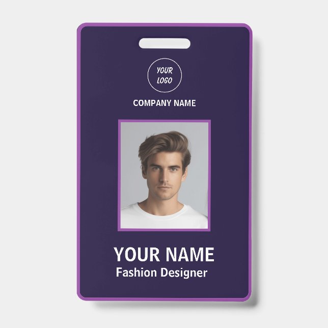 Badge personnalisé violet et blanc moderne profess (Avant)