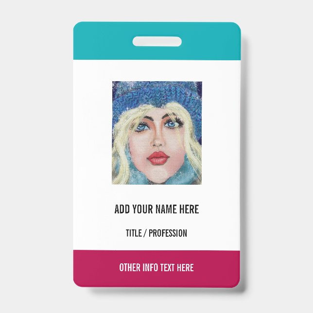 Badge Personnalisez votre photo ou logo Nom du texte Bad (Face)