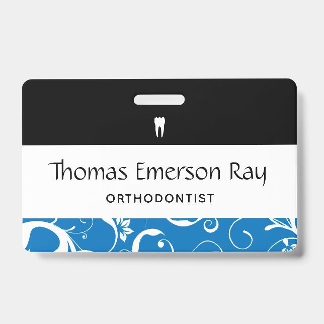 Badge Personnel de cabinet dentaire Pro Damask (Avant)