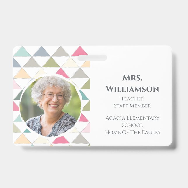 Badge Personnel enseignant moderne et enseignant ID phot (Face)