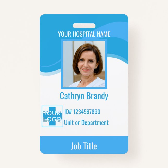 Badge personnel hospitalier ou clinique personnalisé ble (Devant)
