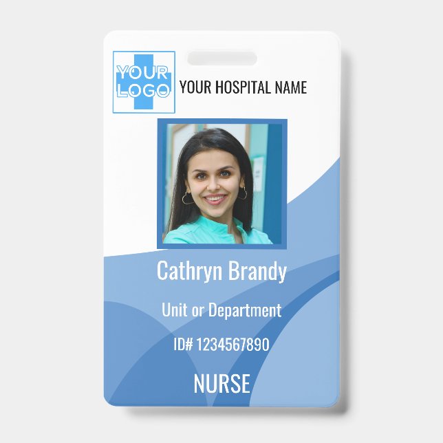 Badge personnel hospitalier ou clinique personnalisé ble (Face)