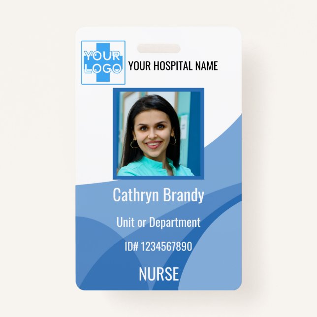 Badge personnel hospitalier ou clinique personnalisé ble (Devant)