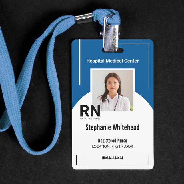 Badge Personnel Médicale personnalisé ID photo Royal Blu (Your photo ID employee badge is not just an identification tool, but a powerful communication medium)