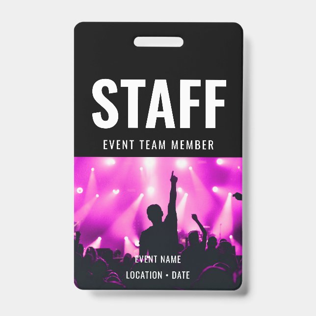 Badge Personnel Nom Personnalisé All Access Pass Concert (Avant)