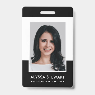 Badge Personnel photo professionnel noir minimal