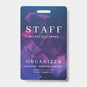 Badge Personnel Tous Accès Pass Concert Backstage Géomét