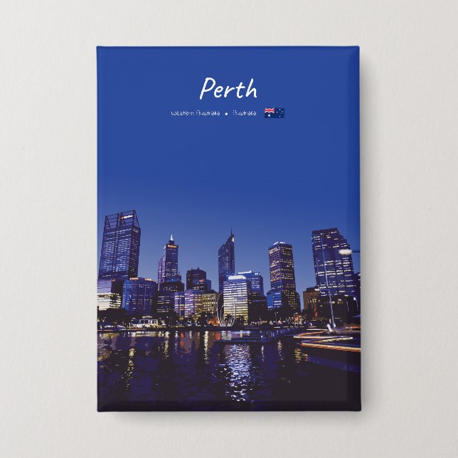 Badge Perth, Australie - Ciel de la ville la nuit (Recto)