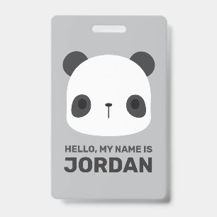 Badge Petit ours panda mignon avec nom personnalisé