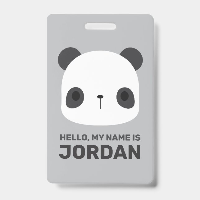 Badge Petit ours panda mignon avec nom personnalisé (Avant)