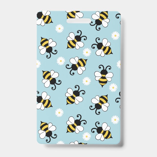 Badge Petites abeilles mignonnes et fleurs marguerites m (Avant)