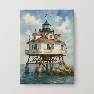 Badge Phare de Thomas Point Shoal Aquarelle