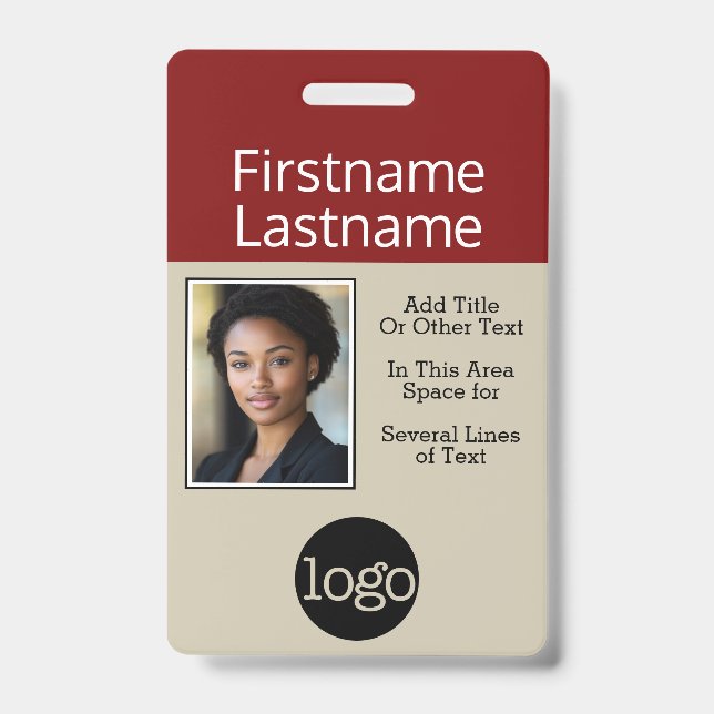 Badge Photo avec logo et nom de l'entreprise (Front)