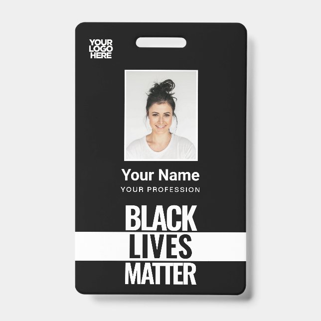Badge Photo Black Lives Matt, Code-Barre, Logo, Nom (Avant)