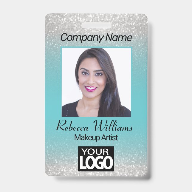 Badge Photo - Bleu avec Faux Strass (Avant)