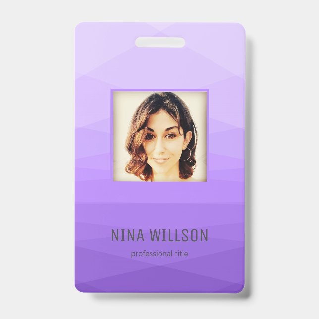 Badge Photo Business ID Sur Lavender Polygonal (Avant)