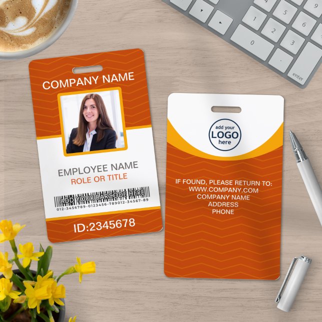 Badge Photo Code-barre employé de l'entreprise Orange Ja (Créateur téléchargé)