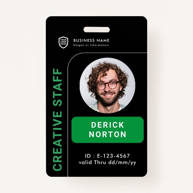 Badge photo corporative personnalisée | Employé personna (Devant)