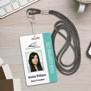 Badge Photo de base du logo de l'entreprise Teal Sécurit