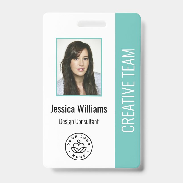 Badge Photo de base du logo de l'entreprise Turquoise Ca (Avant)
