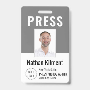 Badge Photo de carte de presse journaliste nom logo ID g