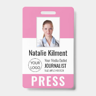 Badge Photo de carte de presse journaliste Nom Logo ID R