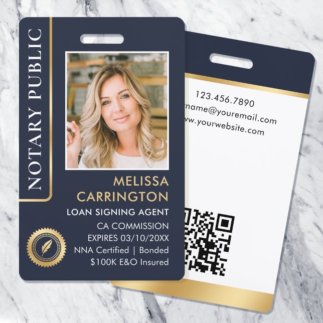 Badge Photo de carte d'identité de notaire public avec c (Créateur téléchargé)