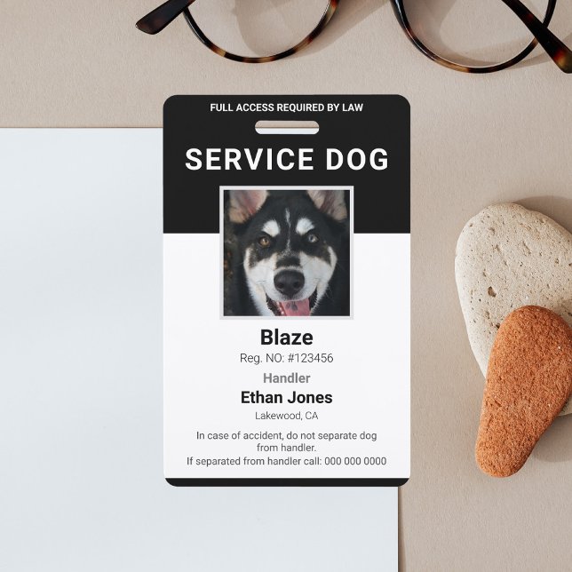 Badge Photo de chien d'assistance Noir (Créateur téléchargé)