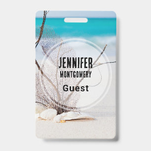 Badge Photo de Coquillages sur un invité de plage de sab