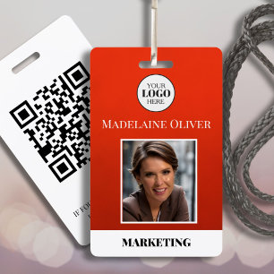 Badge Photo de la carte d'identité de l'employé Code QR