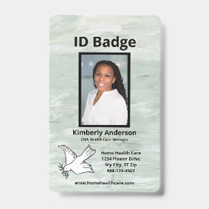 Badge Photo de l'employé à l'aquarelle verte Nom Logo ID