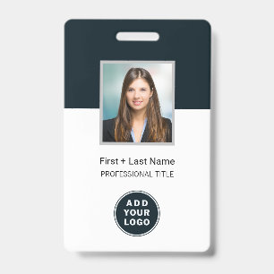 Badge Photo de l'employé Code-barres et logo Nom personn