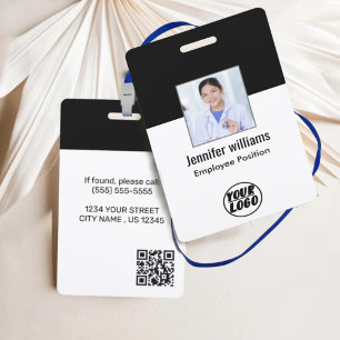 Badge Photo de l'employé   Code QR ‏ Logo d'entreprise I